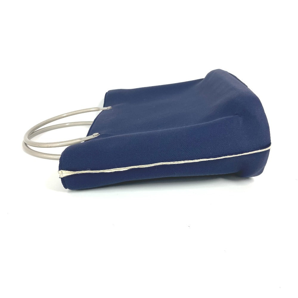 CHANEL Metal Handle Tote Bag Handbag Polyamide Women's Navy