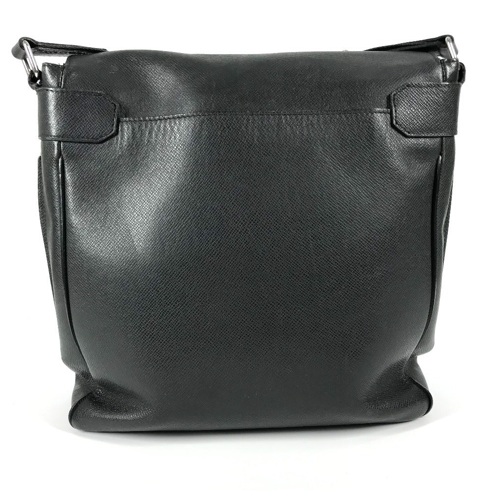 LOUIS VUITTON M32702 Taiga Milo Crossbody Flap Messenger Bag Shoulder Bag in Taiga Leather, Unisex, Ardoise Black
