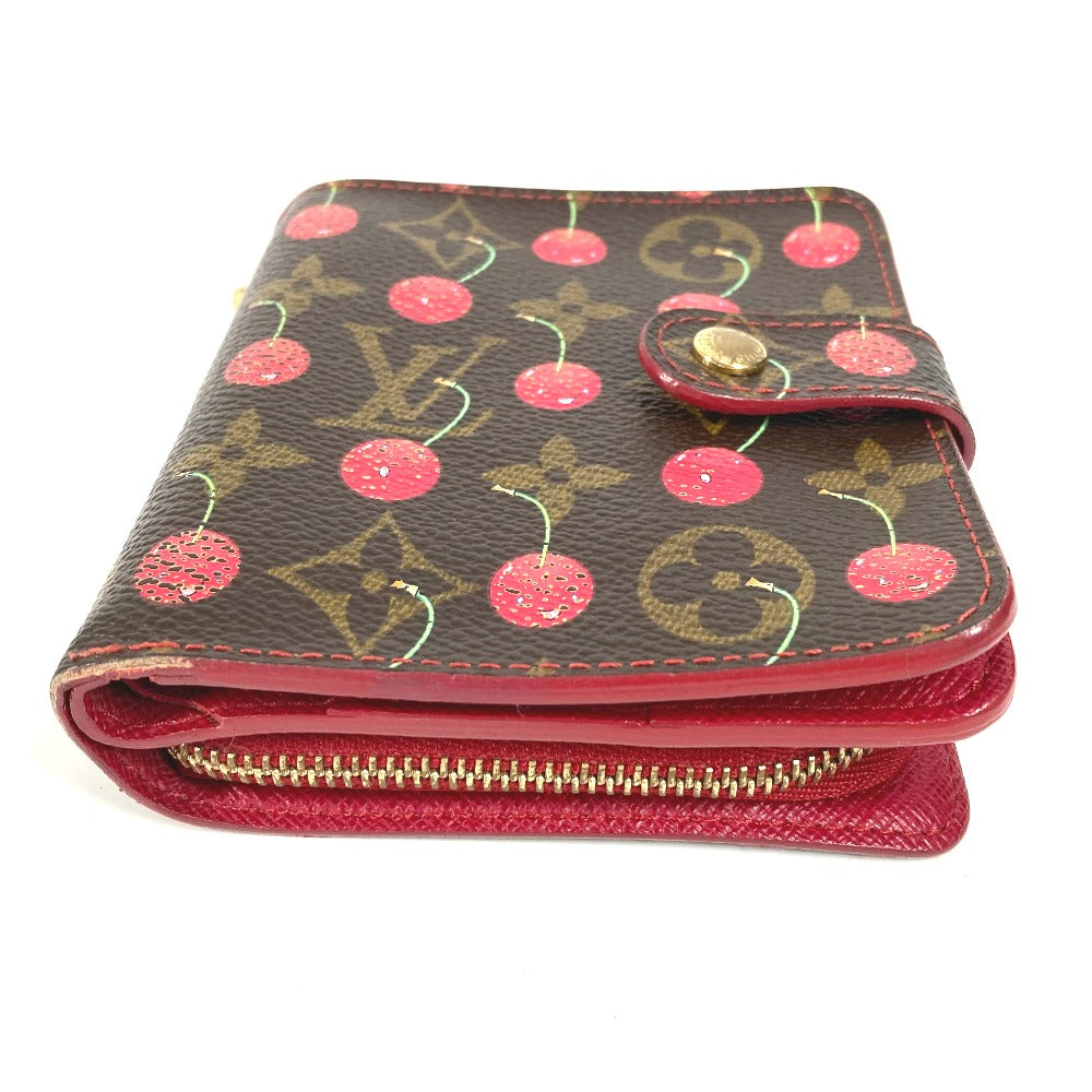 LOUIS VUITTON M95005 モノグラムチェリー 村上隆 コンパクトジップ コンパクトウォレット 2つ折り財布 モノグラムキャンバス ユニセックス ブラウン