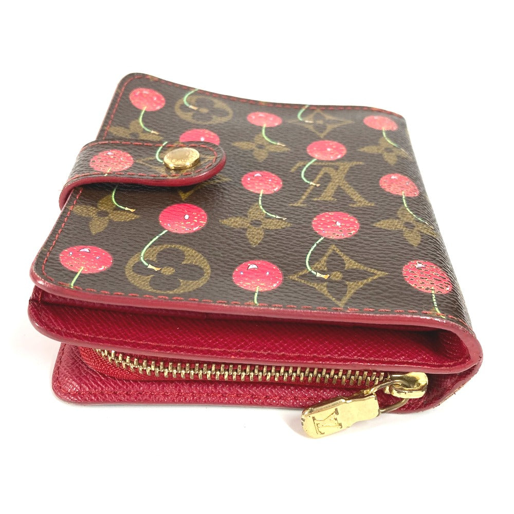 LOUIS VUITTON M95005 モノグラムチェリー 村上隆 コンパクトジップ コンパクトウォレット 2つ折り財布 モノグラムキャンバス ユニセックス ブラウン