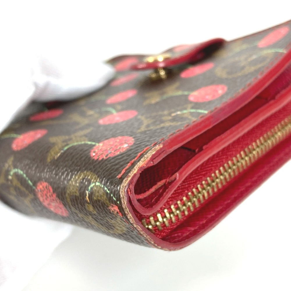 LOUIS VUITTON M95005 モノグラムチェリー 村上隆 コンパクトジップ コンパクトウォレット 2つ折り財布 モノグラムキャンバス ユニセックス ブラウン