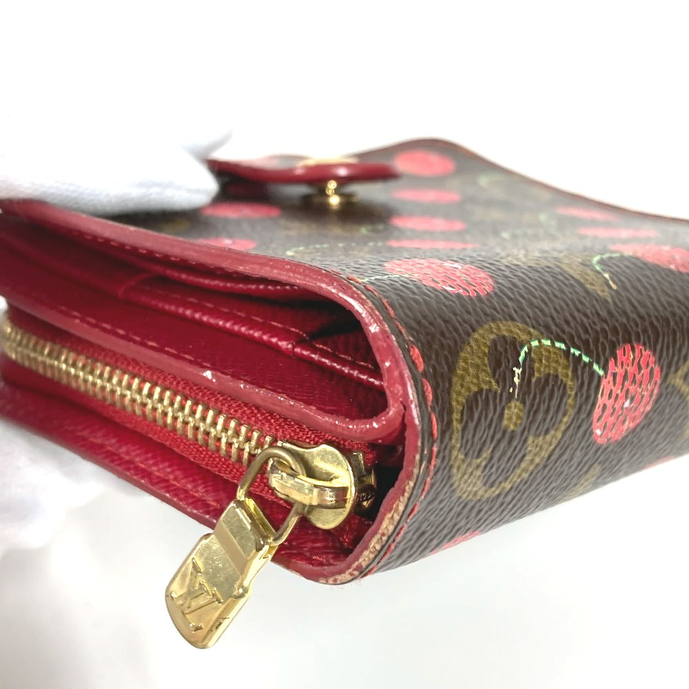 LOUIS VUITTON M95005 モノグラムチェリー 村上隆 コンパクトジップ コンパクトウォレット 2つ折り財布 モノグラムキャンバス ユニセックス ブラウン