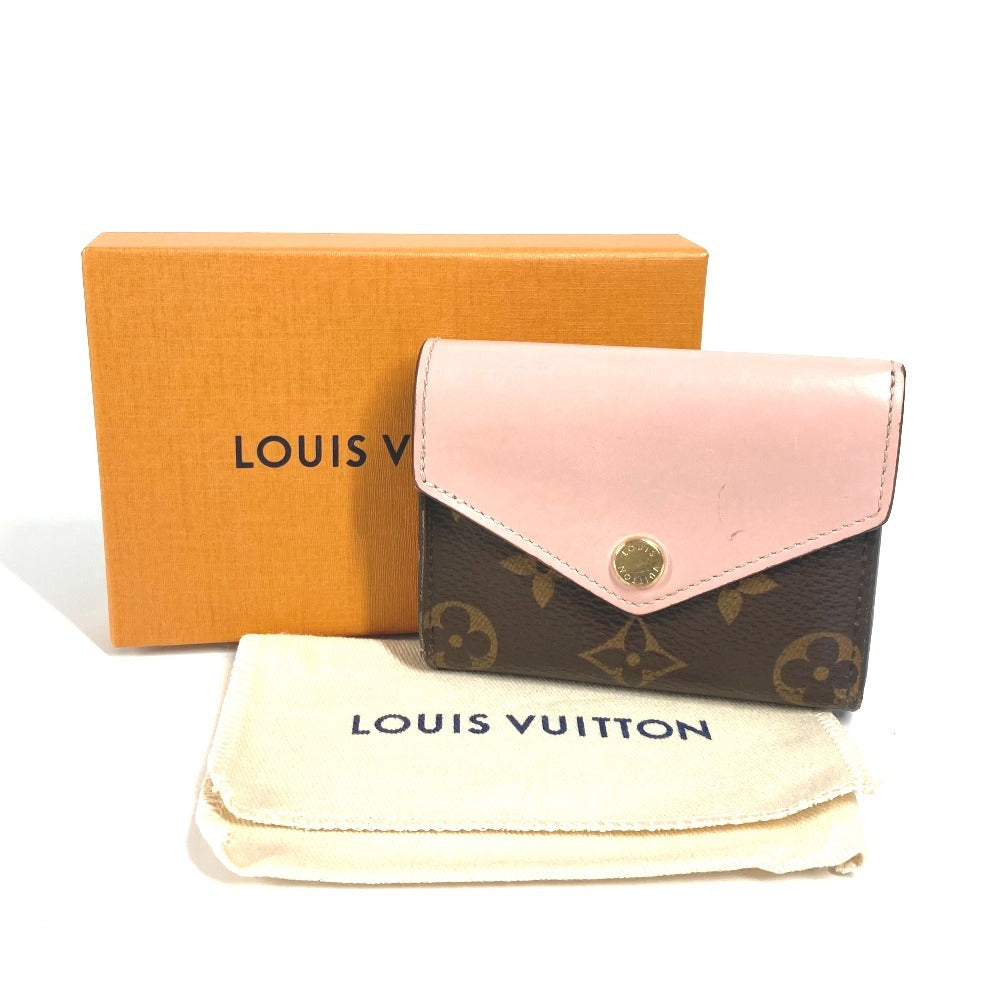 LOUIS VUITTON M62933 Monogram Portefeuille Zoe Compact Trifold Wallet in Monogram Canvas, Women's, Rose Ballerine, Pink