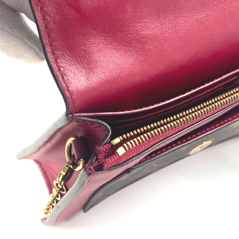 LOUIS VUITTON M69578 Monogram Portefeuille Flore Chain Wallet Shoulder Bag Clutch Bag Long Wallet Monogram Canvas Unisex Fuchsia Brown