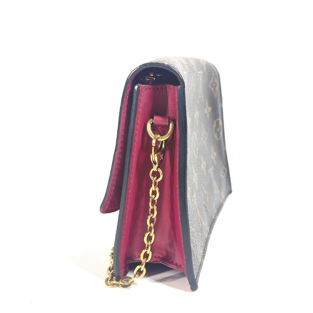 LOUIS VUITTON M69578 Monogram Portefeuille Flore Chain Wallet Shoulder Bag Clutch Bag Long Wallet Monogram Canvas Unisex Fuchsia Brown