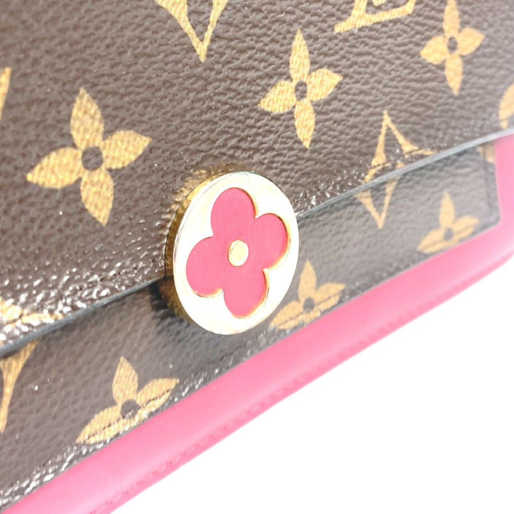 LOUIS VUITTON M69578 Monogram Portefeuille Flore Chain Wallet Shoulder Bag Clutch Bag Long Wallet Monogram Canvas Unisex Fuchsia Brown