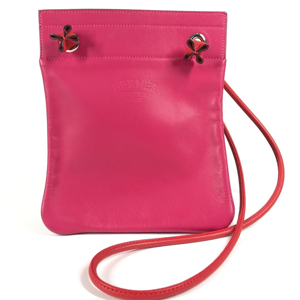 HERMES Two-Tone Sac Aline Mini Crossbody Pochette Shoulder Bag in Pink Leather
