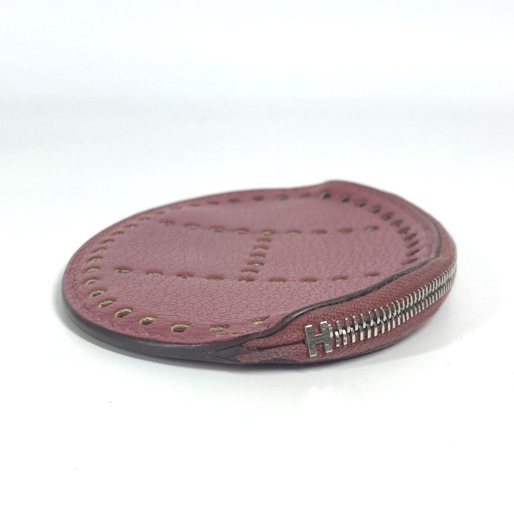 HERMES Evelyn H Logo Wallet/Coin Purse Leather Unisex Purple