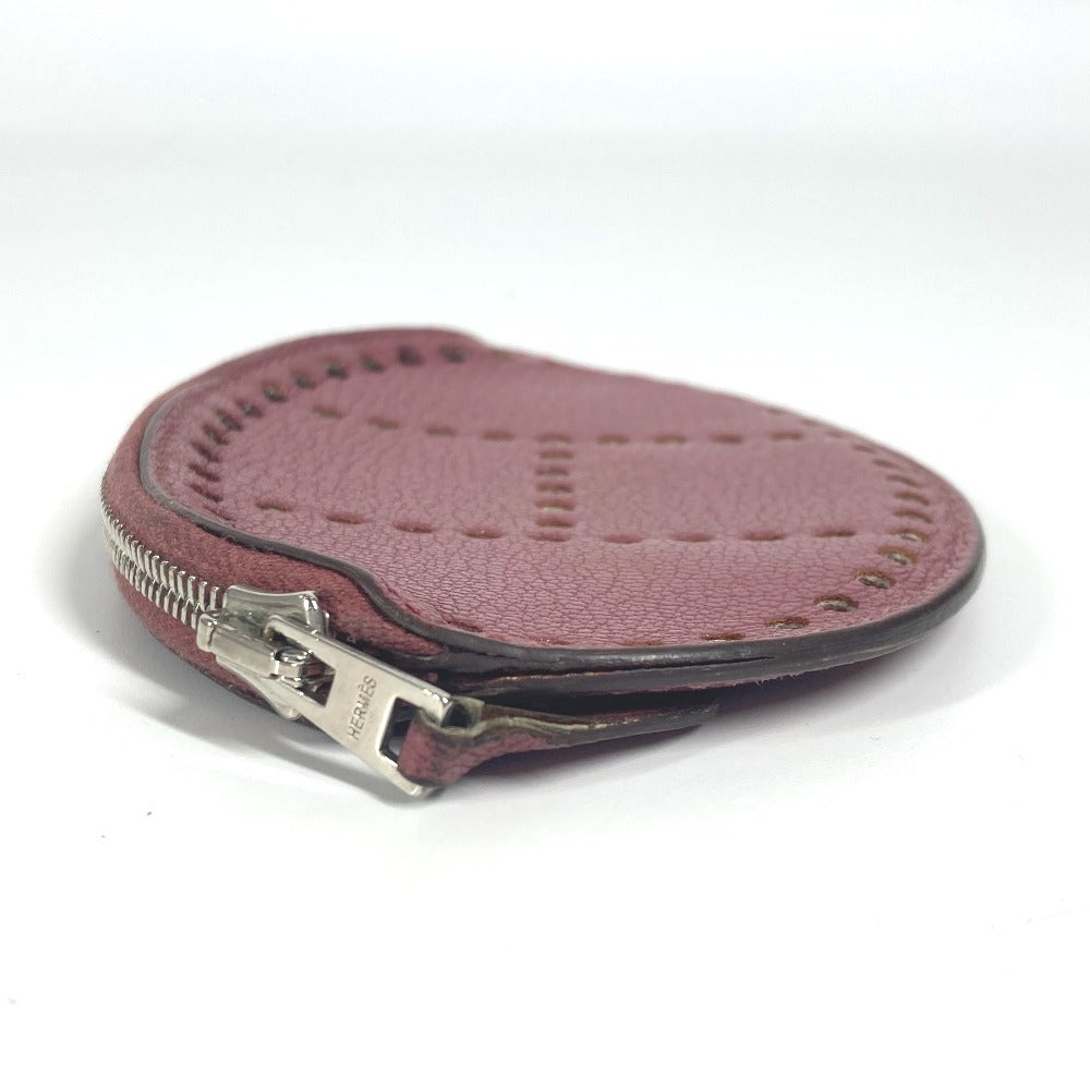 HERMES Evelyn H Logo Wallet/Coin Purse Leather Unisex Purple