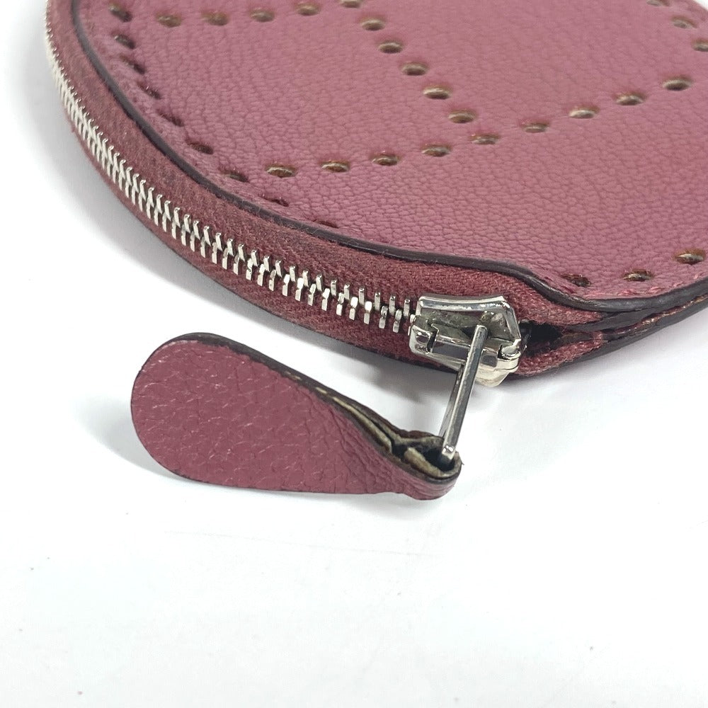 HERMES Evelyn H Logo Wallet/Coin Purse Leather Unisex Purple