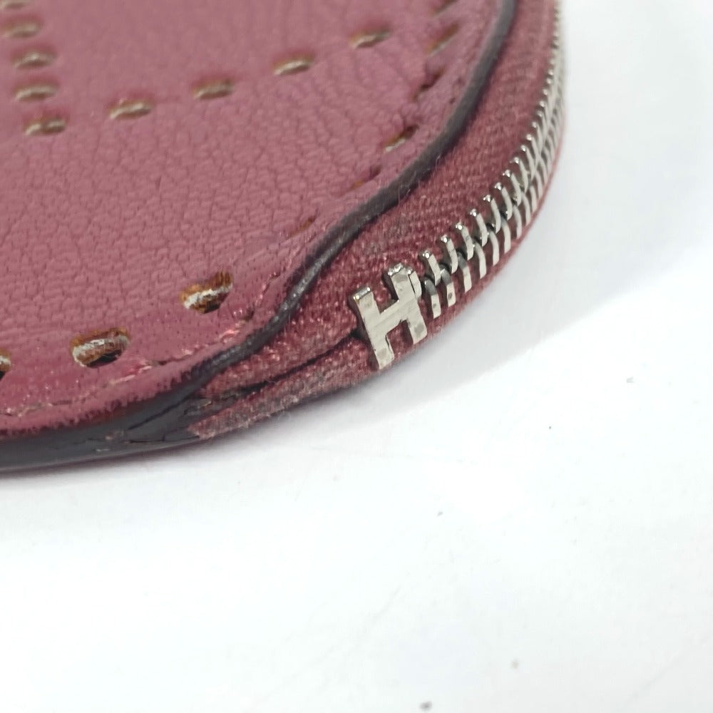 HERMES Evelyn H Logo Wallet/Coin Purse Leather Unisex Purple