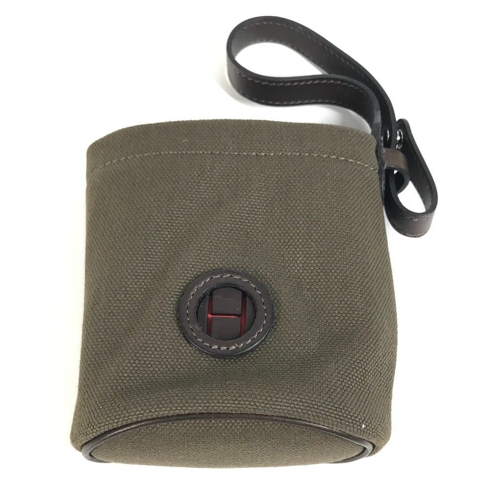 HERMES H800617EKAA Dog Treat Pouch, Leather/Coated Canvas, Unisex, Khaki/Fu Khaki