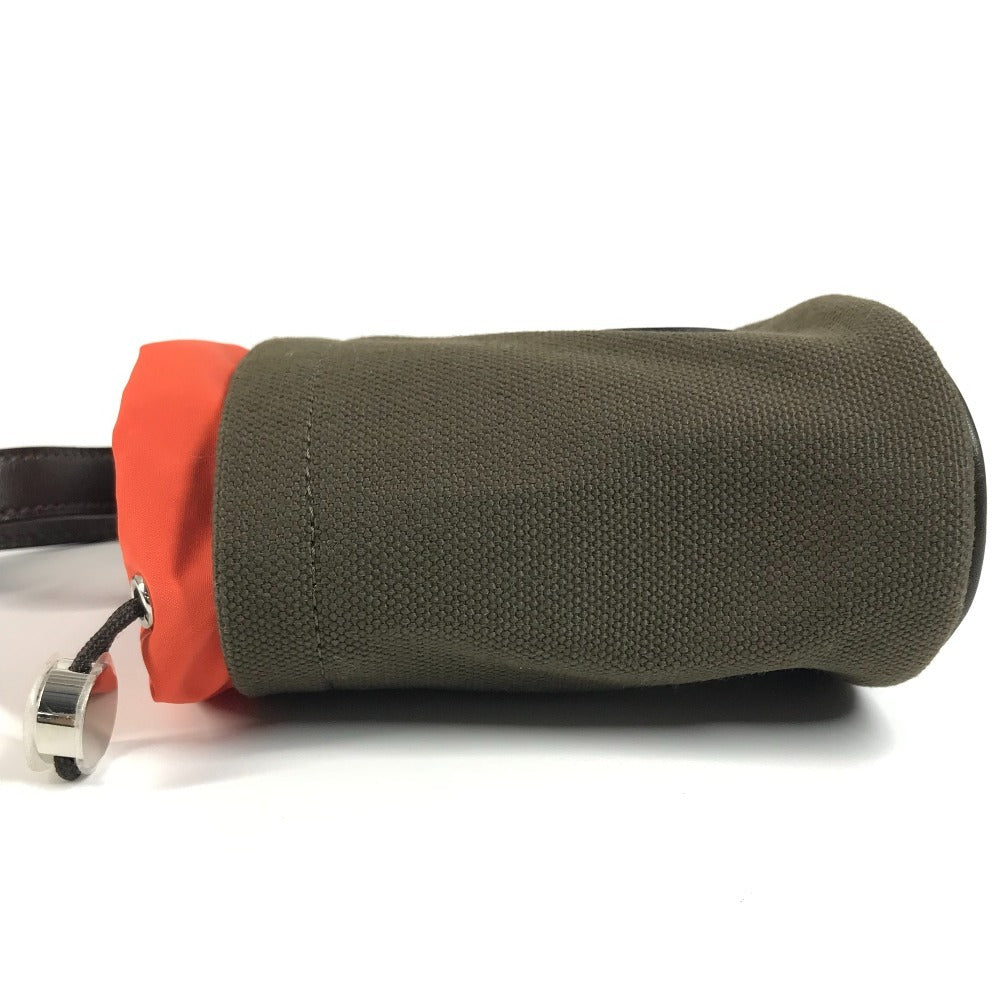 HERMES H800617EKAA Dog Treat Pouch, Leather/Coated Canvas, Unisex, Khaki/Fu Khaki