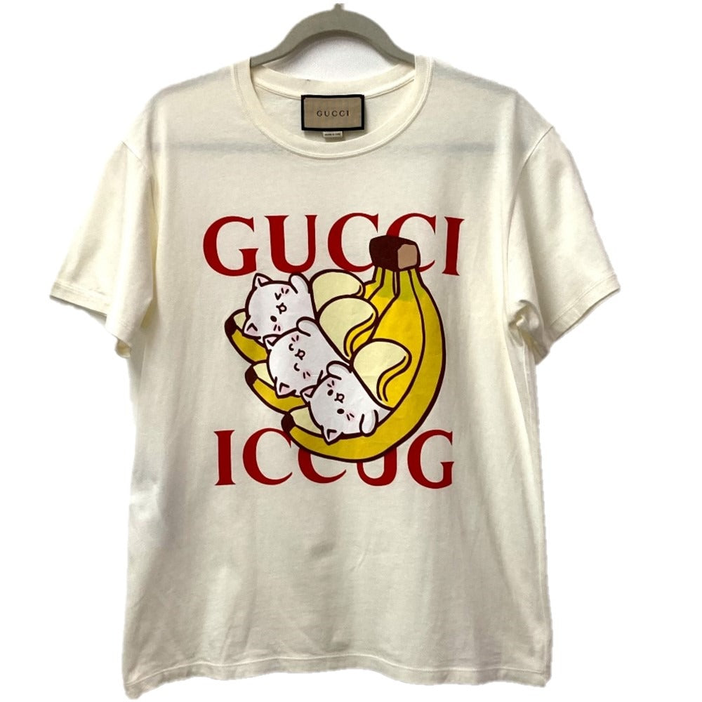 GUCCI 615044 Bananya Character Apparel Short Sleeve Top Cotton T-Shirt Men's White