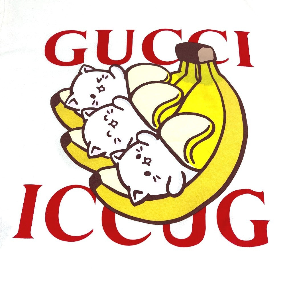 GUCCI 615044 Bananya Character Apparel Short Sleeve Top Cotton T-Shirt Men's White