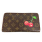 LOUIS VUITTON M95006 Monogram Cherry Porte-Monnaie Zip Long Wallet by Takashi Murakami, Round Zipper, Monogram Cherry Canvas, Women's, Brown
