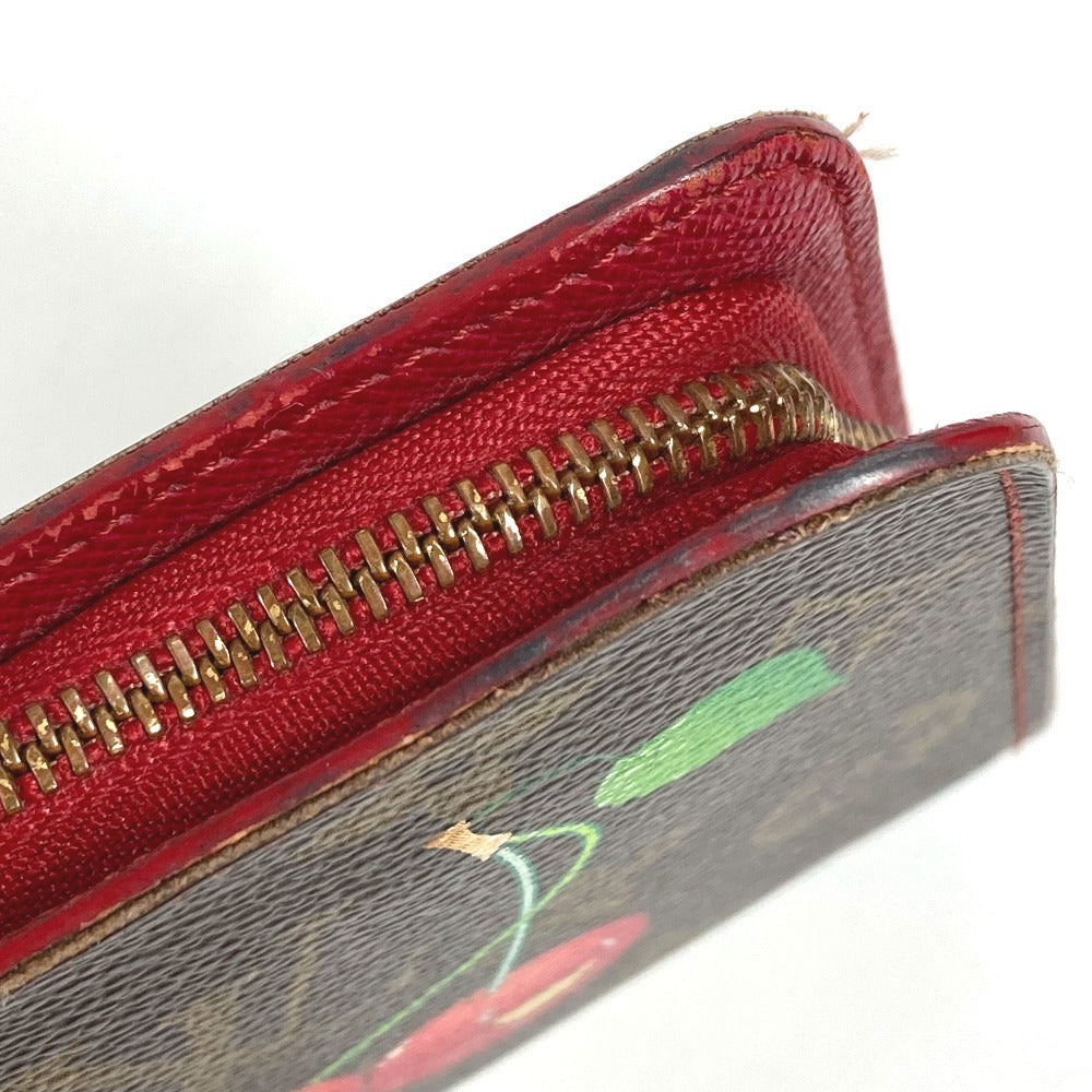 LOUIS VUITTON M95006 Monogram Cherry Porte-Monnaie Zip Long Wallet by Takashi Murakami, Round Zipper, Monogram Cherry Canvas, Women's, Brown