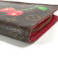 LOUIS VUITTON M95006 Monogram Cherry Porte-Monnaie Zip Long Wallet by Takashi Murakami, Round Zipper, Monogram Cherry Canvas, Women's, Brown
