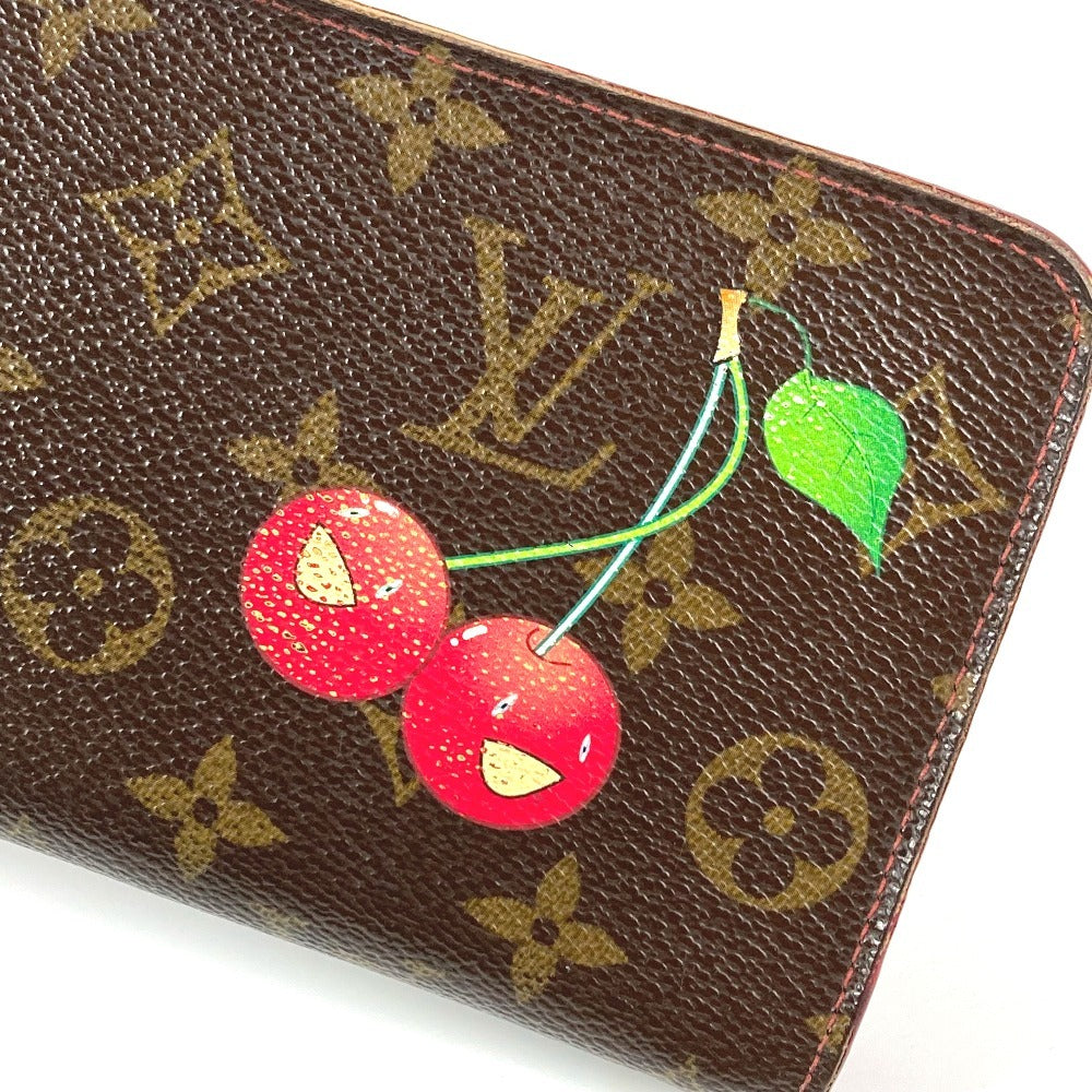 LOUIS VUITTON M95006 Monogram Cherry Porte-Monnaie Zip Long Wallet by Takashi Murakami, Round Zipper, Monogram Cherry Canvas, Women's, Brown