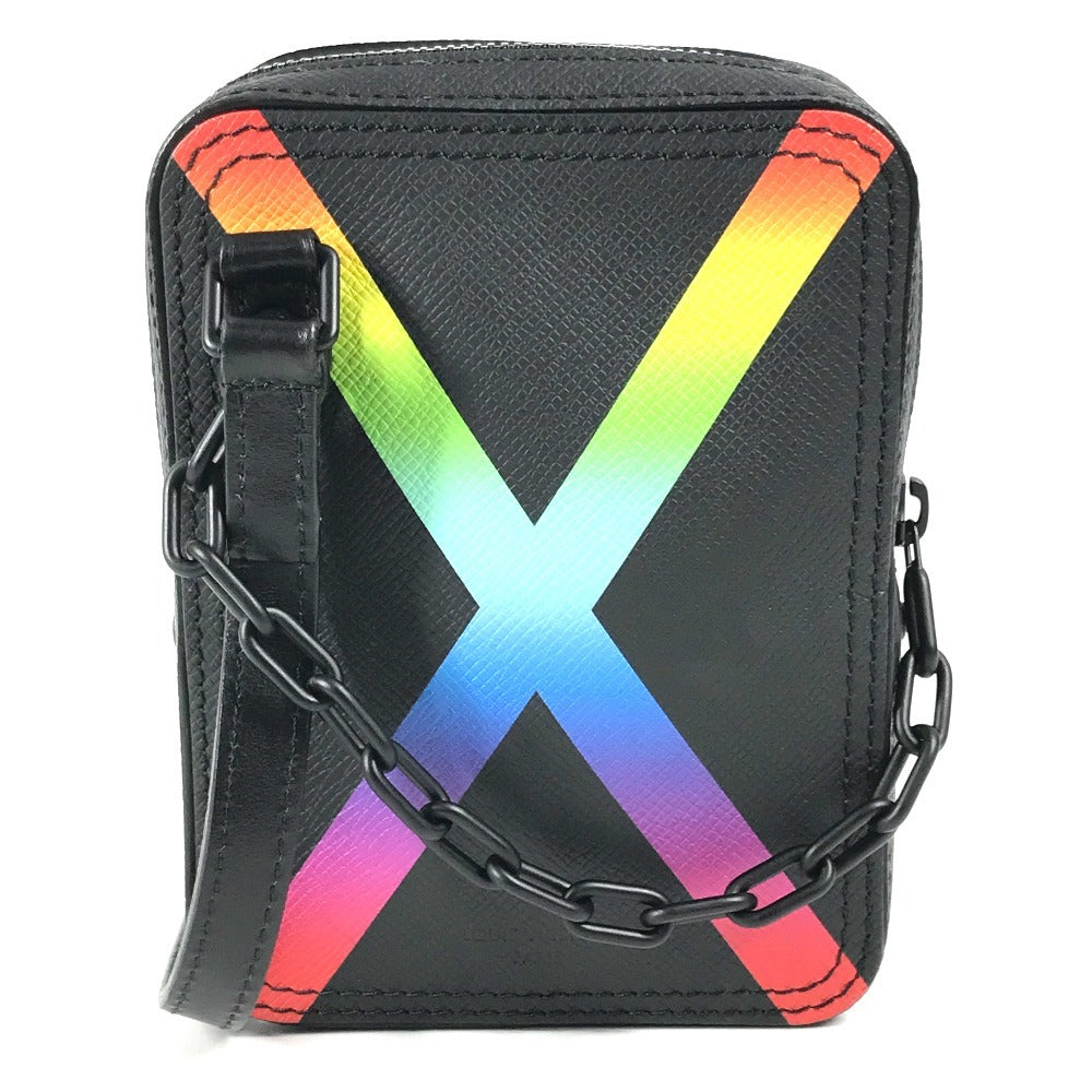 LOUIS VUITTON M30332 タイガ レインボー ダヌーブ・メッセンジャー カバン 斜め掛け ポシェット ショルダーバッグ タイガレザー ユニセックス ブラック