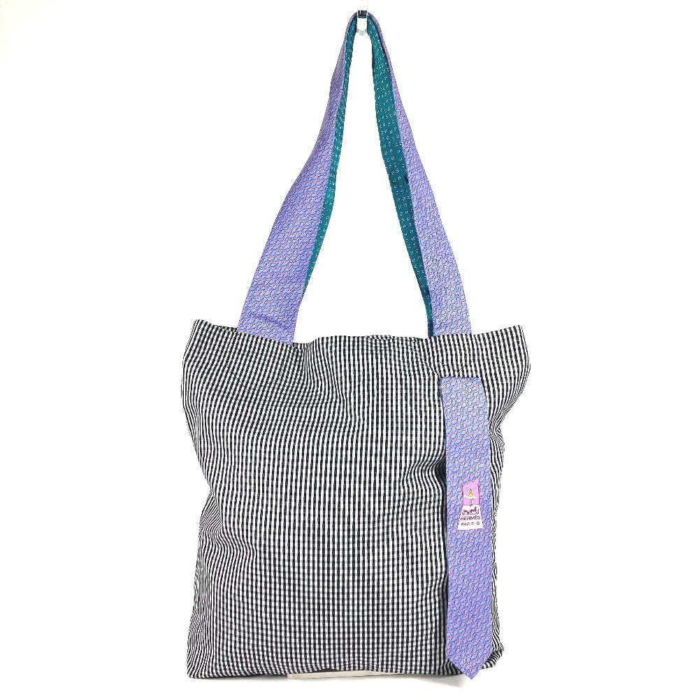 HERMES petit h necktie tote bag, shoulder bag, vertical style, cotton, unisex, multicolor