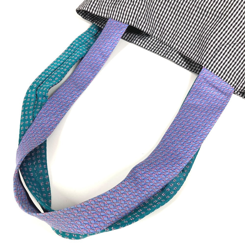 HERMES petit h necktie tote bag, shoulder bag, vertical style, cotton, unisex, multicolor
