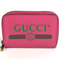 GUCCI 496319 logo Wallet Coin Compartment Zip Around coin purse Leather pink Used