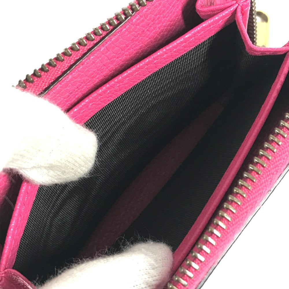 GUCCI 496319 Logo Wallet, Coin Purse, Round Zipper Coin Case, Leather, Unisex, Pink
