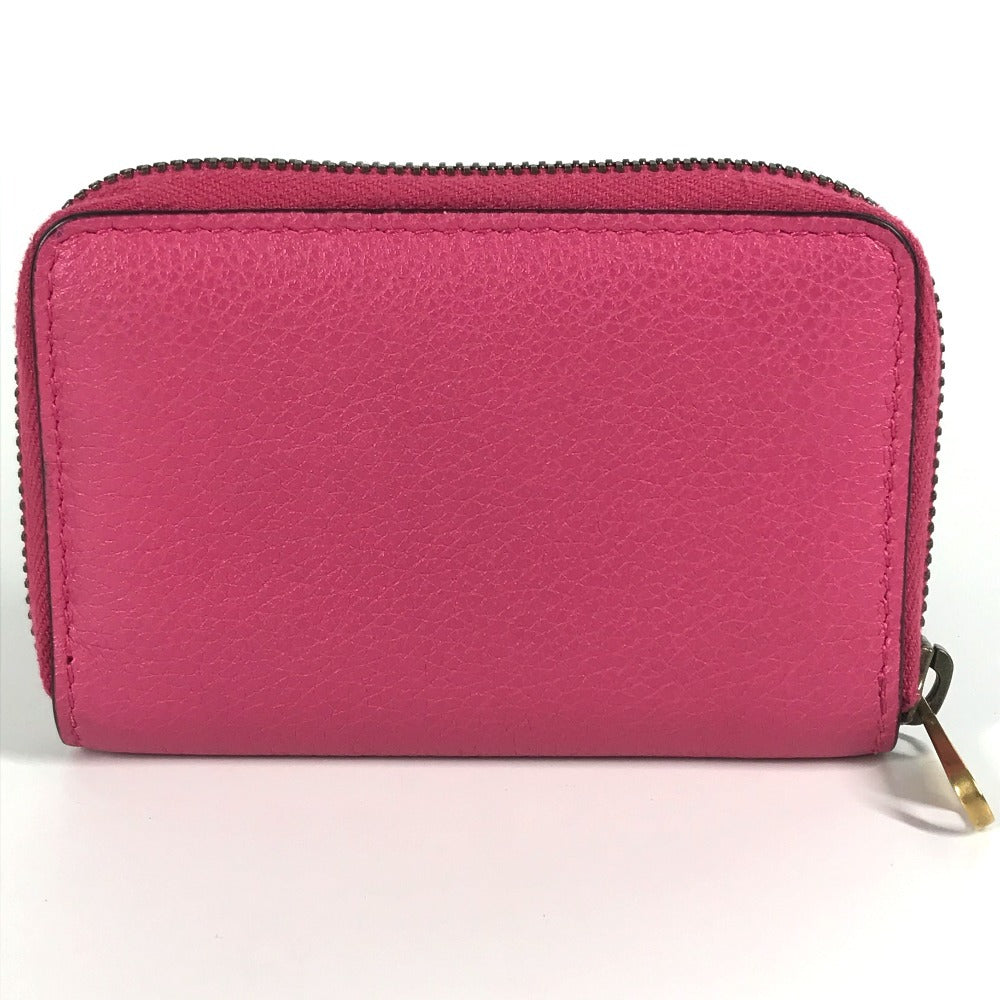 GUCCI 496319 Logo Wallet, Coin Purse, Round Zipper Coin Case, Leather, Unisex, Pink