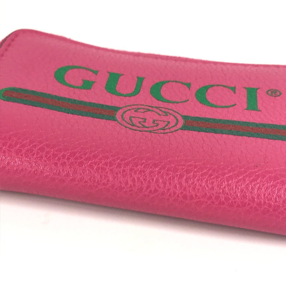GUCCI 496319 Logo Wallet, Coin Purse, Round Zipper Coin Case, Leather, Unisex, Pink