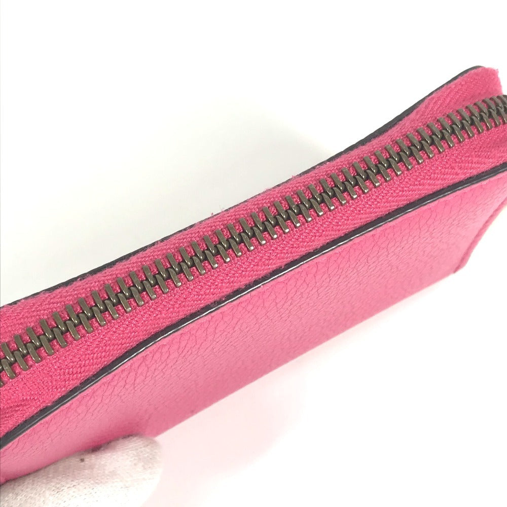GUCCI 496319 Logo Wallet, Coin Purse, Round Zipper Coin Case, Leather, Unisex, Pink