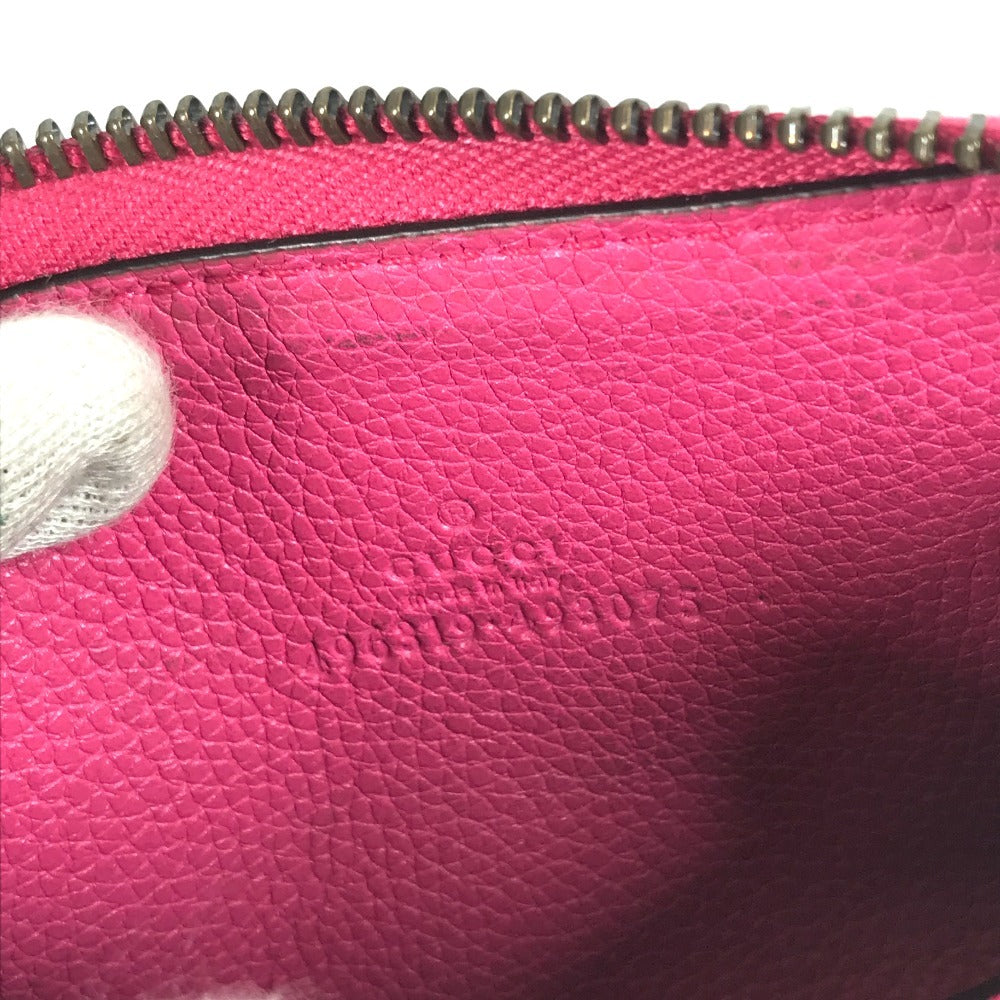 GUCCI 496319 Logo Wallet, Coin Purse, Round Zipper Coin Case, Leather, Unisex, Pink