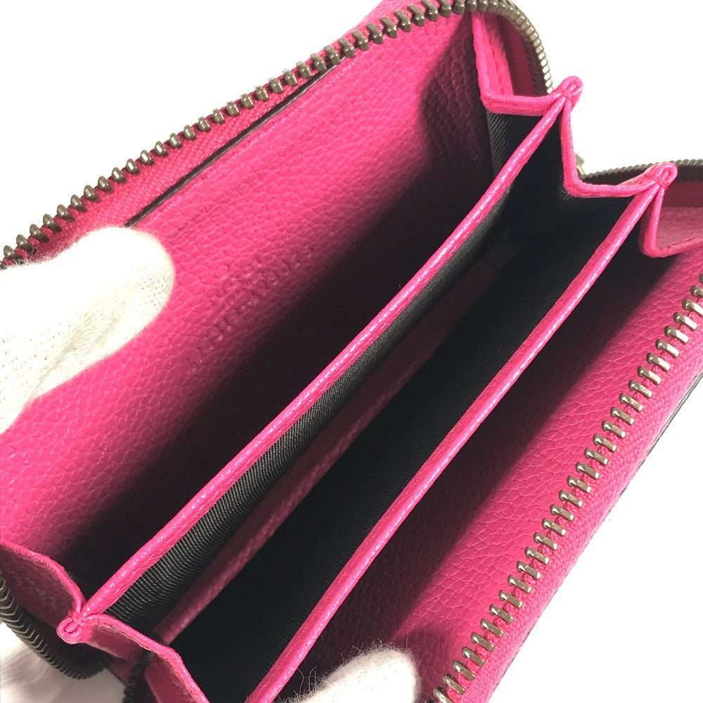 GUCCI 496319 Logo Wallet, Coin Purse, Round Zipper Coin Case, Leather, Unisex, Pink