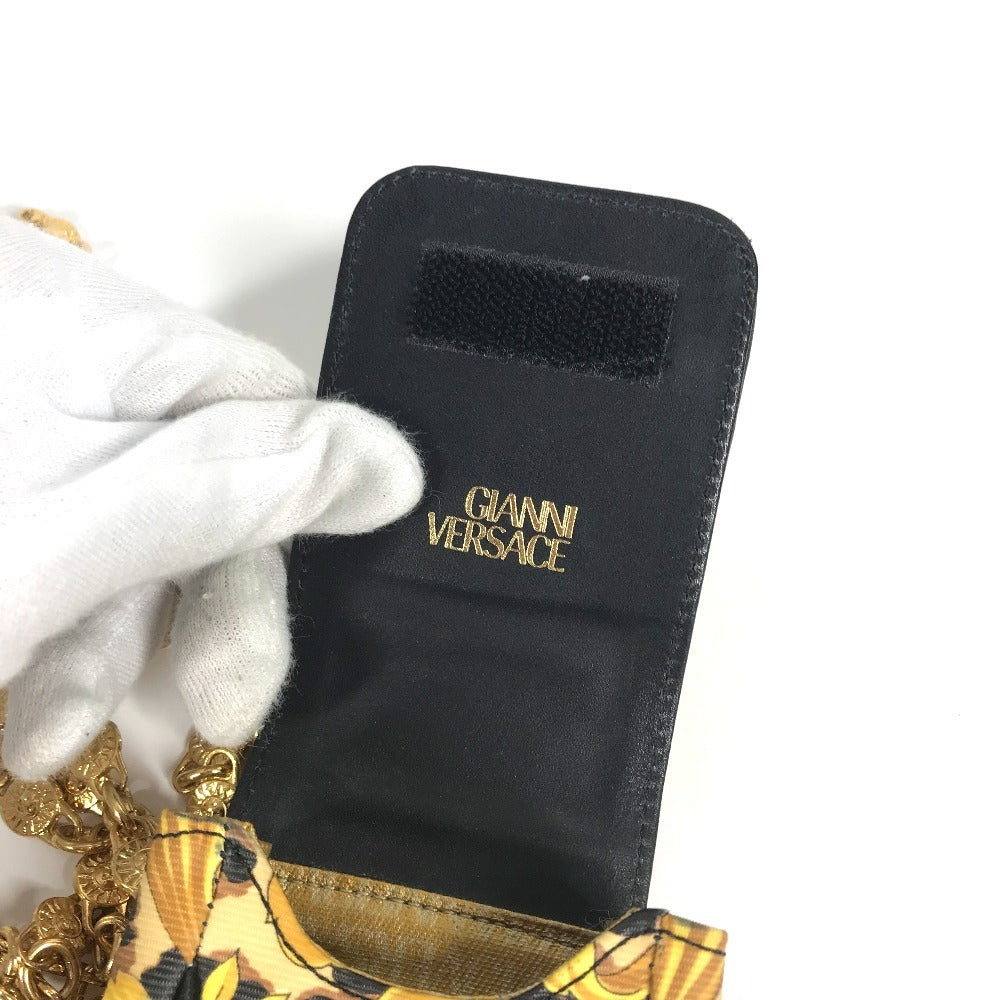 VERSACE Vintage phone cases Leopard pattern leopard Pouch Chain Shoulder Bag PVC/Leather yellow/Black Used