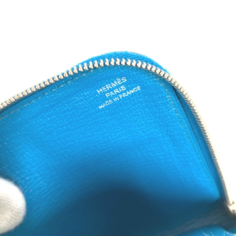 HERMES Remix Duo L-shaped zipper wallet with coin purse, bi-fold leather wallet, unisex, blue