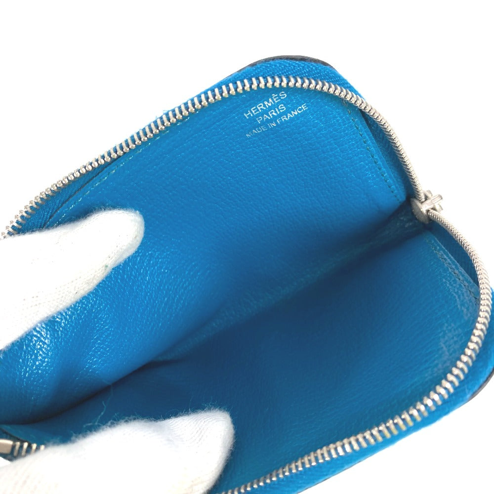 HERMES Remix Duo L-shaped zipper wallet with coin purse, bi-fold leather wallet, unisex, blue