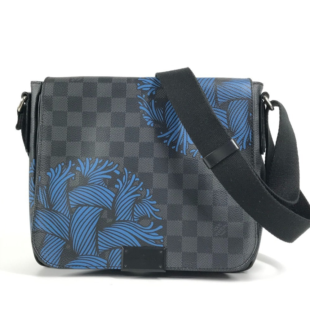 LOUIS VUITTON N41714 Damier Graphite District PM Christopher Nemeth Rope Motif Messenger Bag, Crossbody Bag, Flap Shoulder Bag, Damier Graphite Canvas, Men's, Black