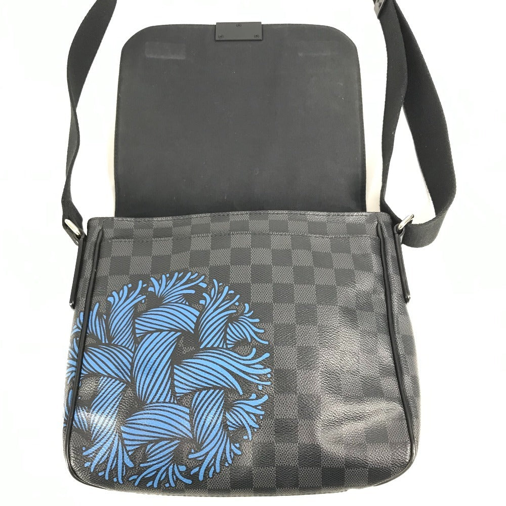 LOUIS VUITTON N41714 Damier Graphite District PM Christopher Nemeth Rope Motif Messenger Bag, Crossbody Bag, Flap Shoulder Bag, Damier Graphite Canvas, Men's, Black