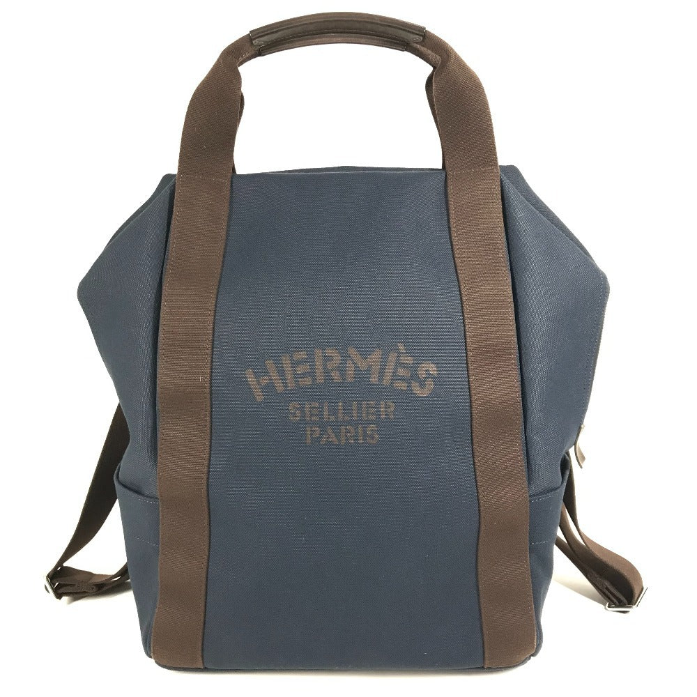 HERMES Sac de Pansage Groom Backpack, Cotton, Unisex, Navy