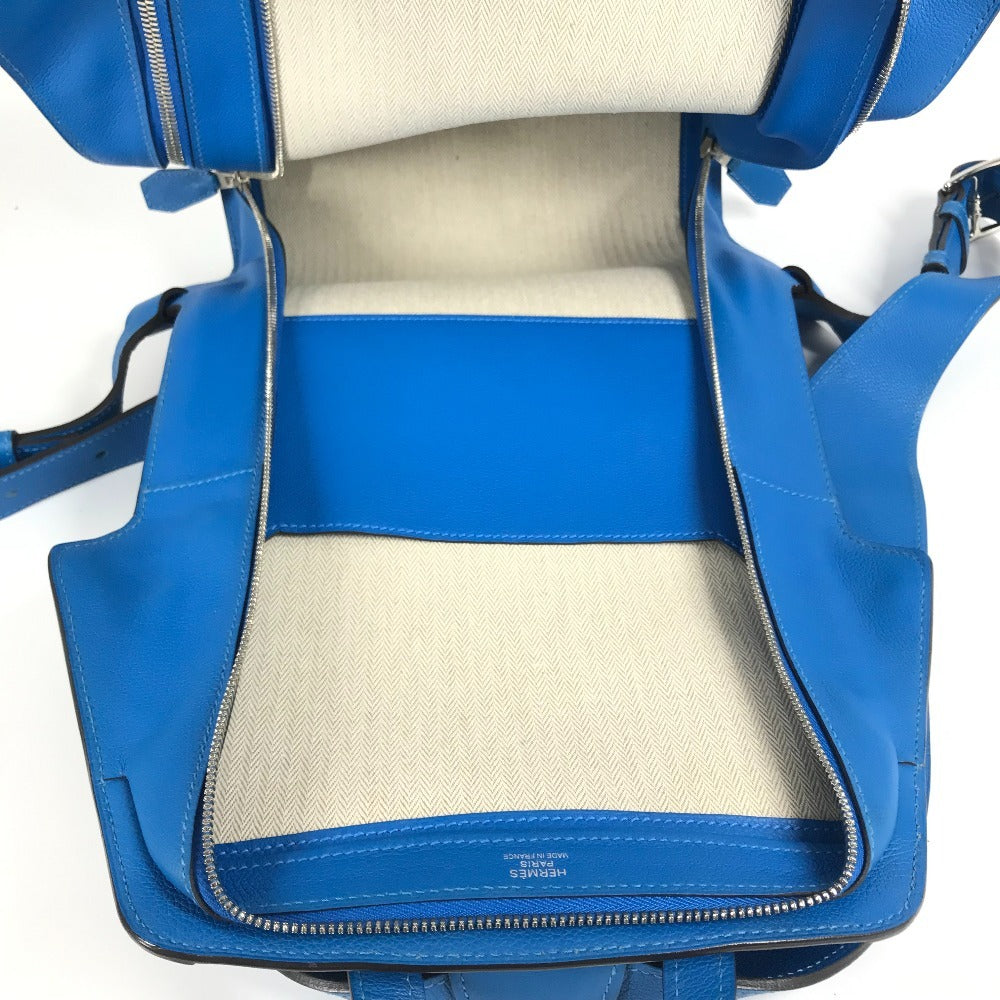 HERMES City Bag 27 Backpack, Evercolor, Unisex, Blue Zanzibar Blue