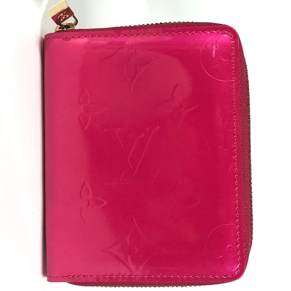 LOUIS VUITTON M91238 Monogram Vernis Bloom Compact Wallet, Round Zipper Bifold Wallet, Monogram Vernis Canvas, Women's, Fuchsia Pink