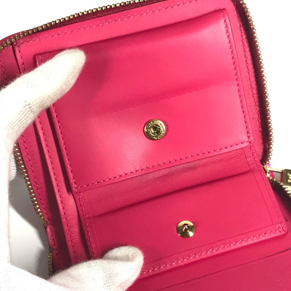 LOUIS VUITTON M91238 Monogram Vernis Bloom Compact Wallet, Round Zipper Bifold Wallet, Monogram Vernis Canvas, Women's, Fuchsia Pink