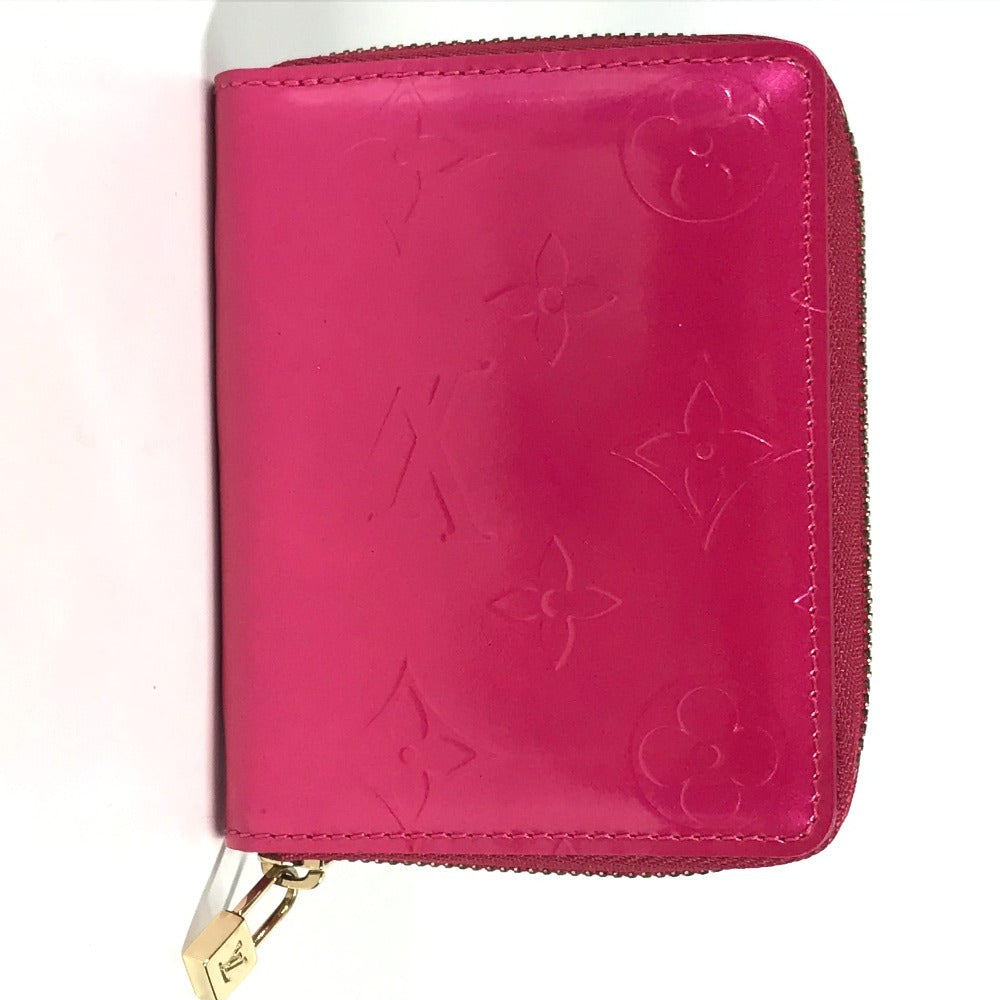 LOUIS VUITTON M91238 Monogram Vernis Bloom Compact Wallet, Round Zipper Bifold Wallet, Monogram Vernis Canvas, Women's, Fuchsia Pink