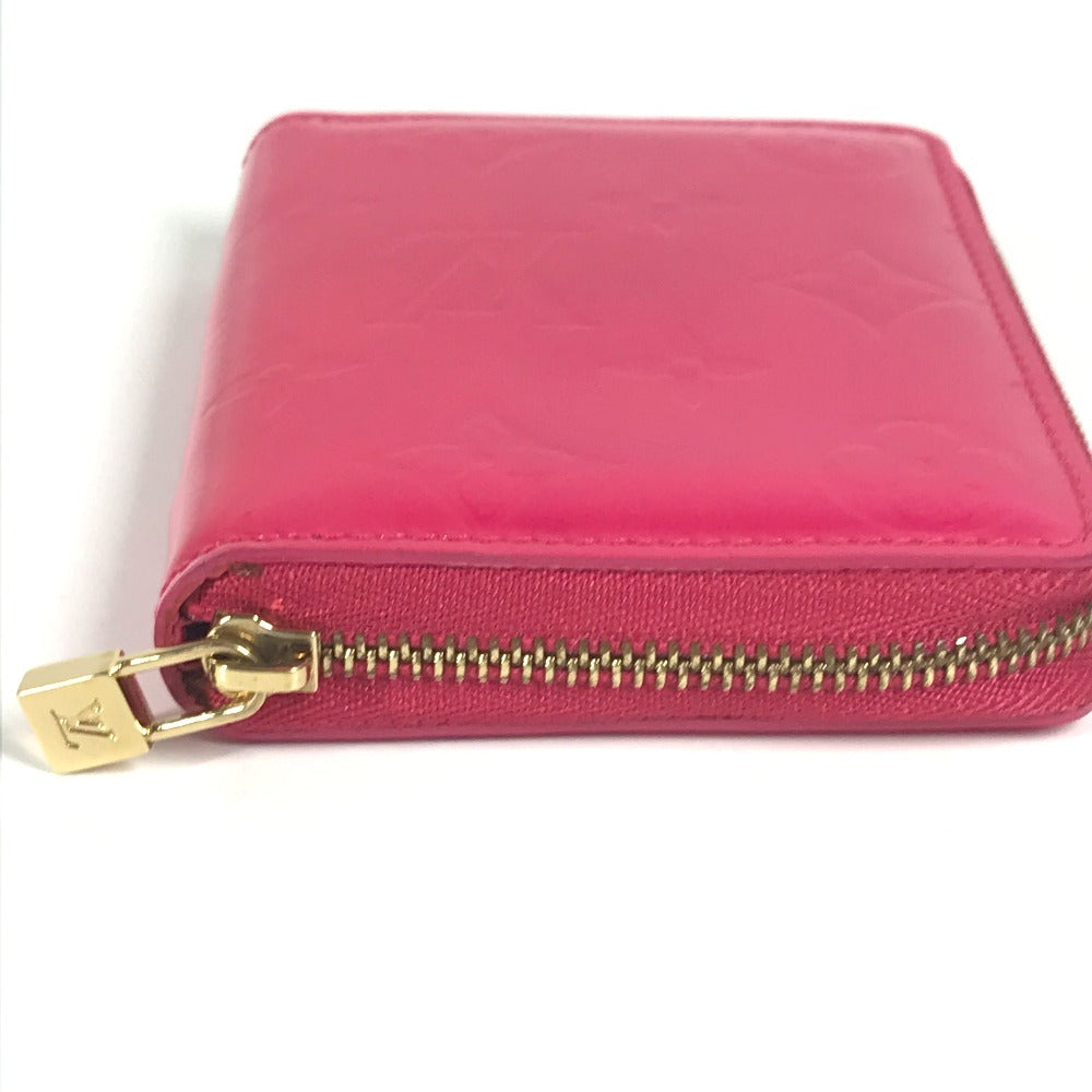 LOUIS VUITTON M91238 Monogram Vernis Bloom Compact Wallet, Round Zipper Bifold Wallet, Monogram Vernis Canvas, Women's, Fuchsia Pink