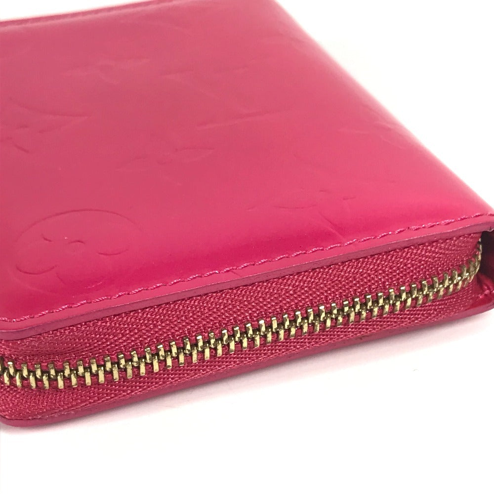 LOUIS VUITTON M91238 Monogram Vernis Bloom Compact Wallet, Round Zipper Bifold Wallet, Monogram Vernis Canvas, Women's, Fuchsia Pink