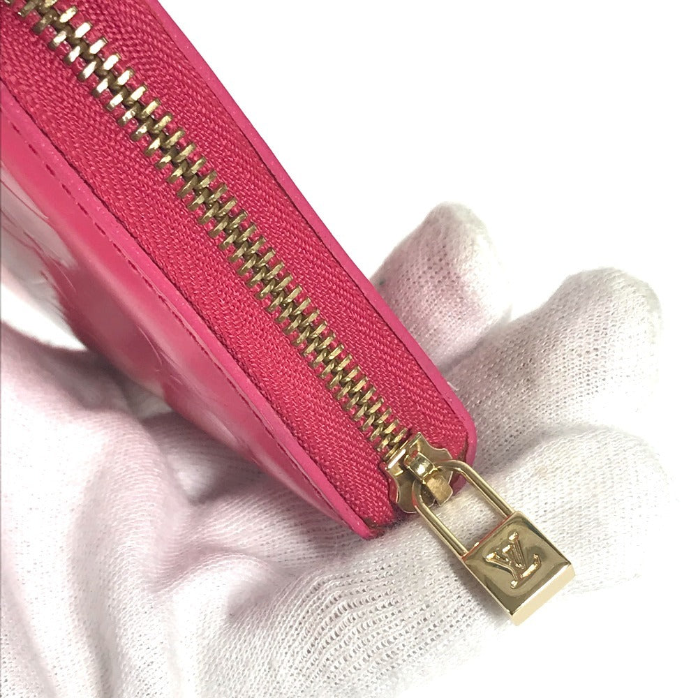 LOUIS VUITTON M91238 Monogram Vernis Bloom Compact Wallet, Round Zipper Bifold Wallet, Monogram Vernis Canvas, Women's, Fuchsia Pink