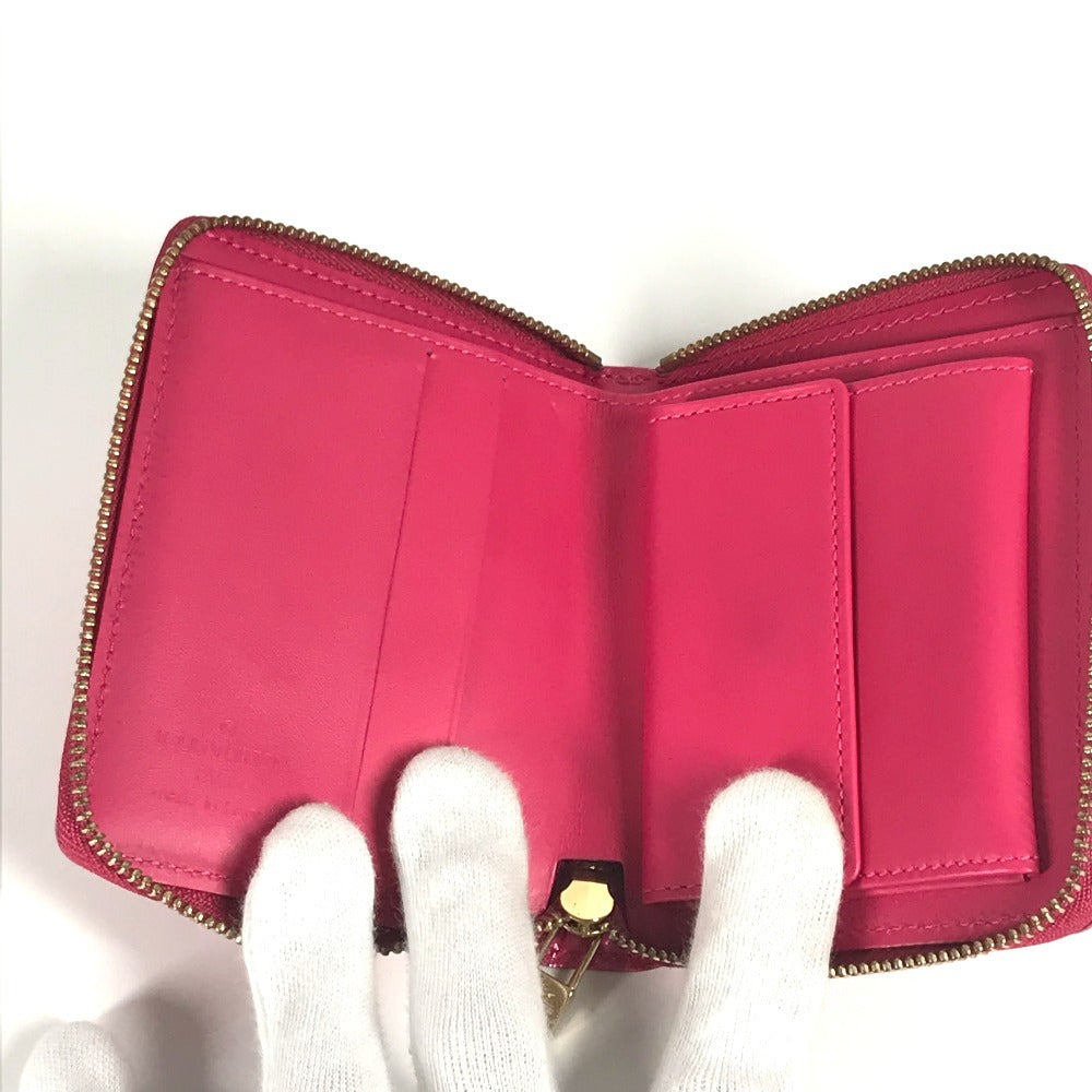 LOUIS VUITTON M91238 Monogram Vernis Bloom Compact Wallet, Round Zipper Bifold Wallet, Monogram Vernis Canvas, Women's, Fuchsia Pink