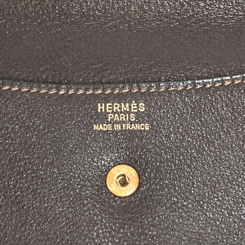 HERMES ヴィンテージ ロゴ カバン ポーチ フラップ セカンドバッグ クラッチバッグ レザー ユニセックス ブラウン