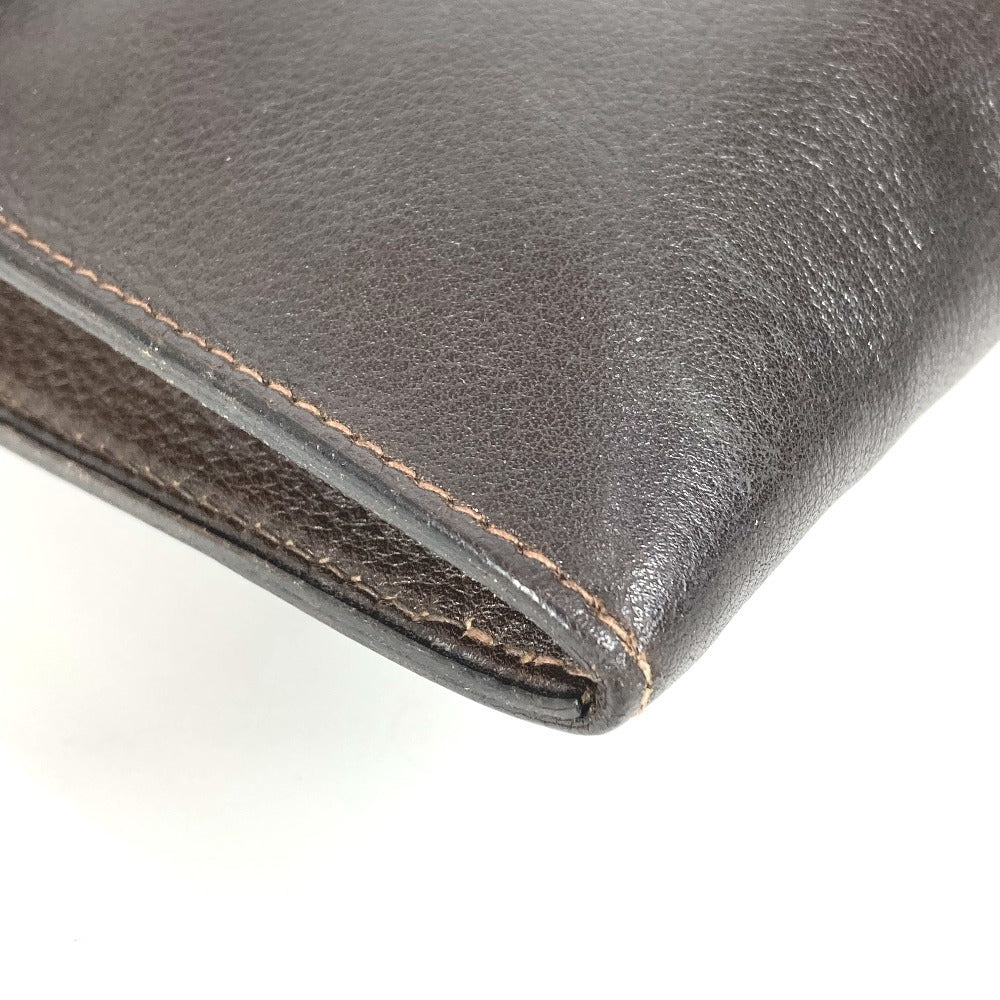HERMES ヴィンテージ ロゴ カバン ポーチ フラップ セカンドバッグ クラッチバッグ レザー ユニセックス ブラウン