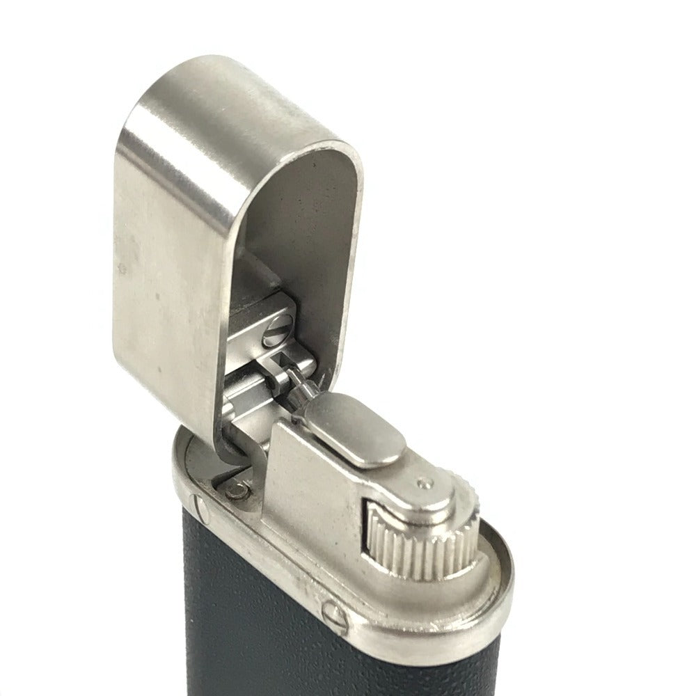 CARTIER logo Smoking tool Lighter Leather Black/Silver Used